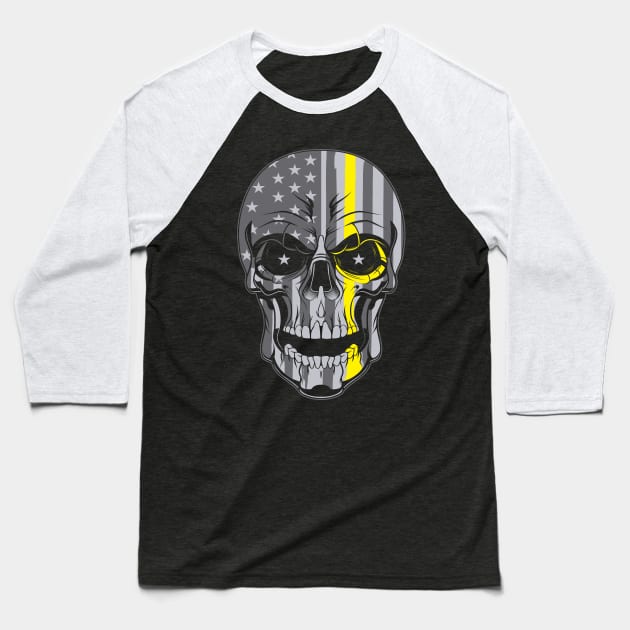 thin yellow line flag skull Baseball T-Shirt by Jandjprints